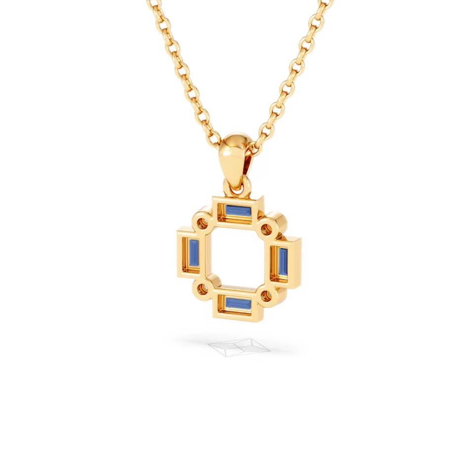 Forme 0.40ct Baguette Cut Lab Sapphire Pendant Necklace in 18K Gold Vermeil