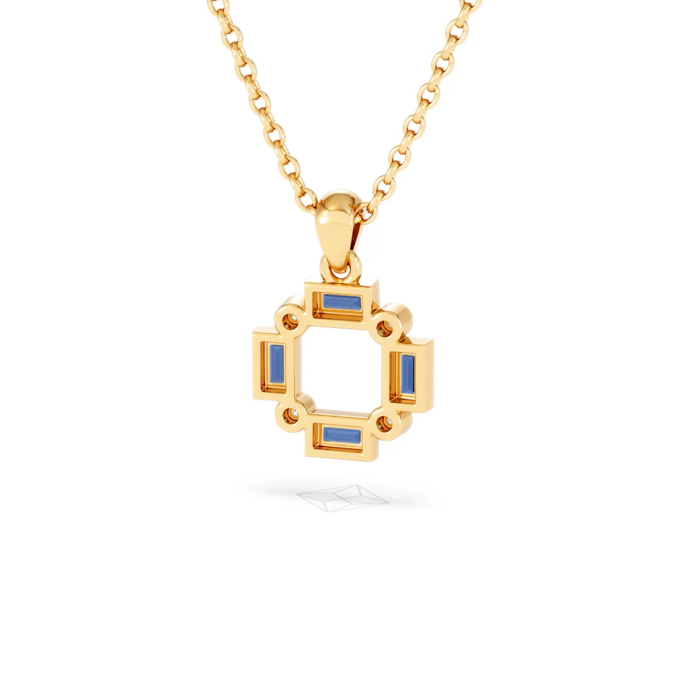 Forme 0.40ct Baguette Cut Lab Sapphire Pendant Necklace in 18K Gold Vermeil