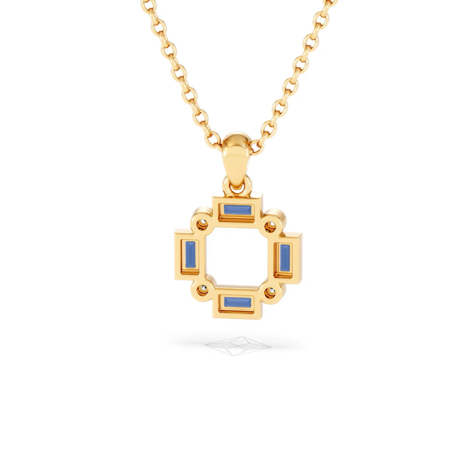 Forme 0.40ct Baguette Cut Lab Sapphire Pendant Necklace in 18K Gold Vermeil