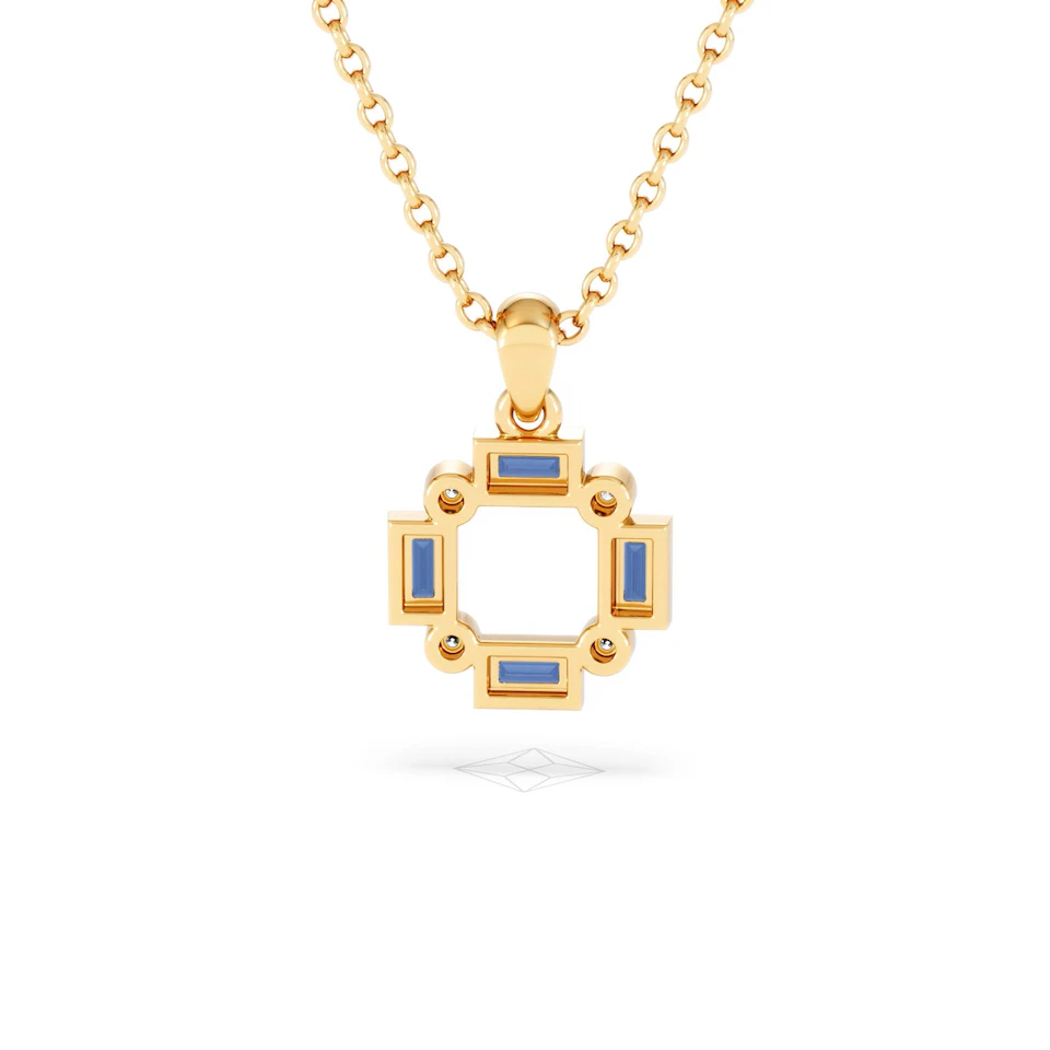 Forme 0.40ct Baguette Cut Lab Sapphire Pendant Necklace in 18K Gold Vermeil