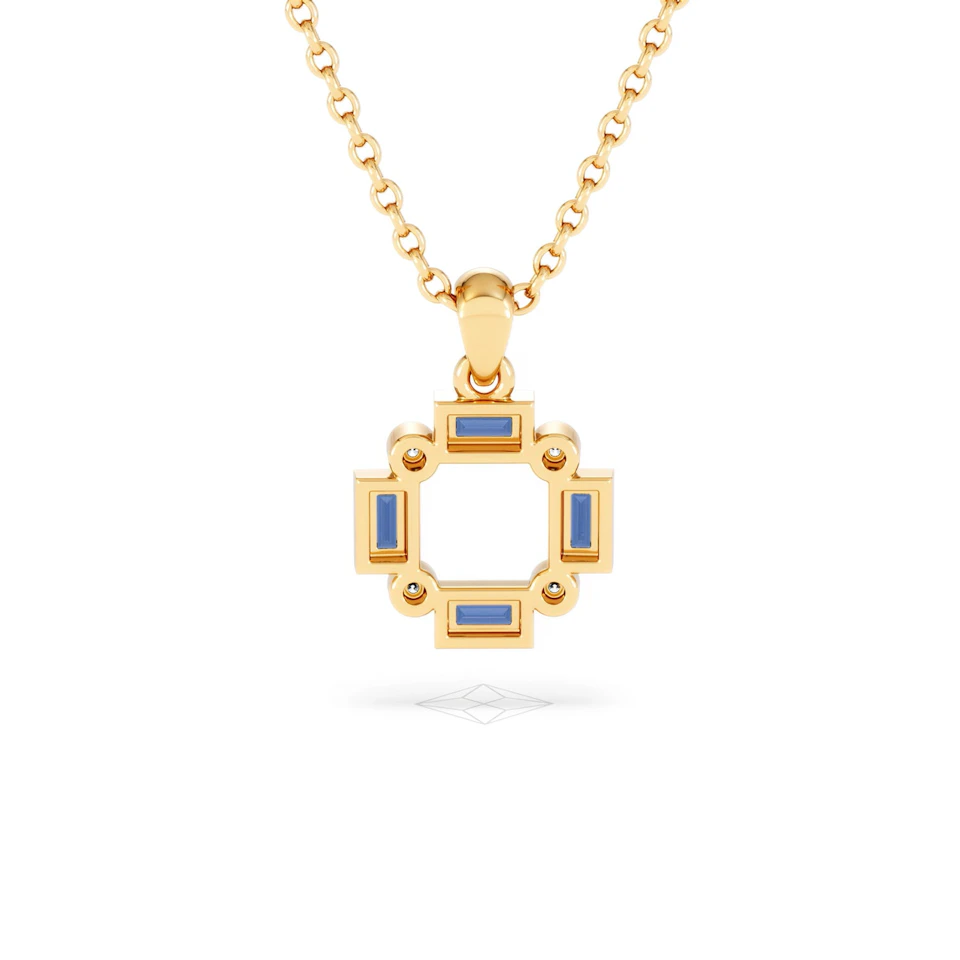 Forme 0.40ct Baguette Cut Lab Sapphire Pendant Necklace in 18K Gold Vermeil