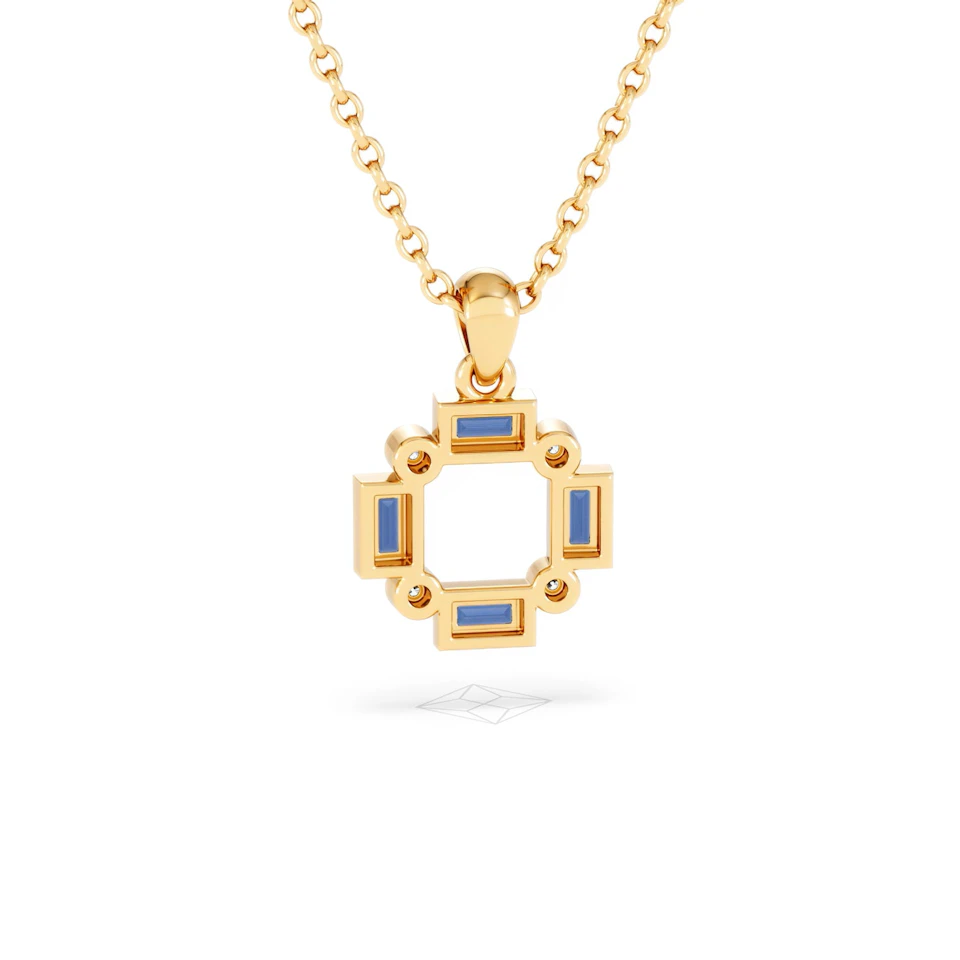 Forme 0.40ct Baguette Cut Lab Sapphire Pendant Necklace in 18K Gold Vermeil