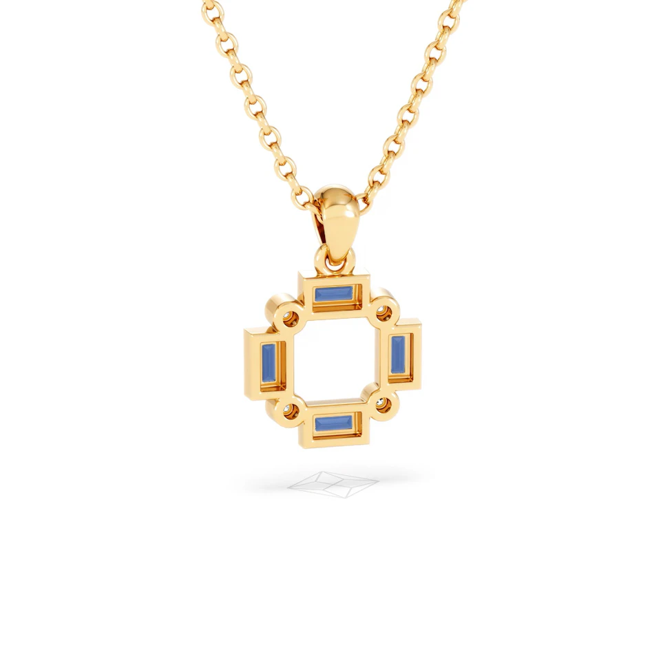 Forme 0.40ct Baguette Cut Lab Sapphire Pendant Necklace in 18K Gold Vermeil