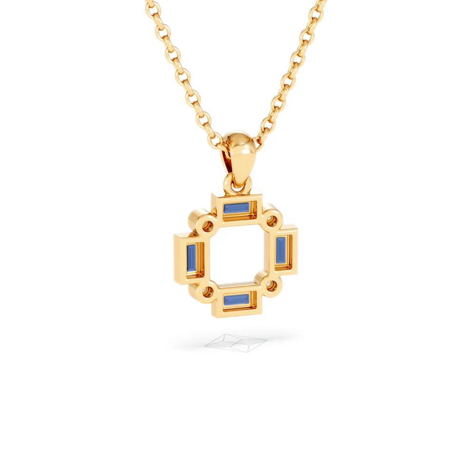 Forme 0.40ct Baguette Cut Lab Sapphire Pendant Necklace in 18K Gold Vermeil