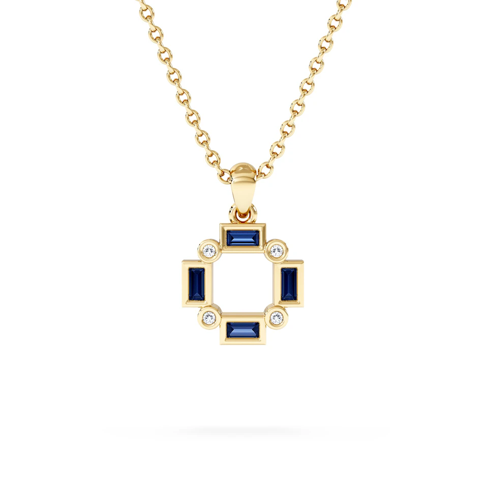 Forme 0.40ct Baguette Cut Lab Sapphire Pendant Necklace in 18K Gold Vermeil