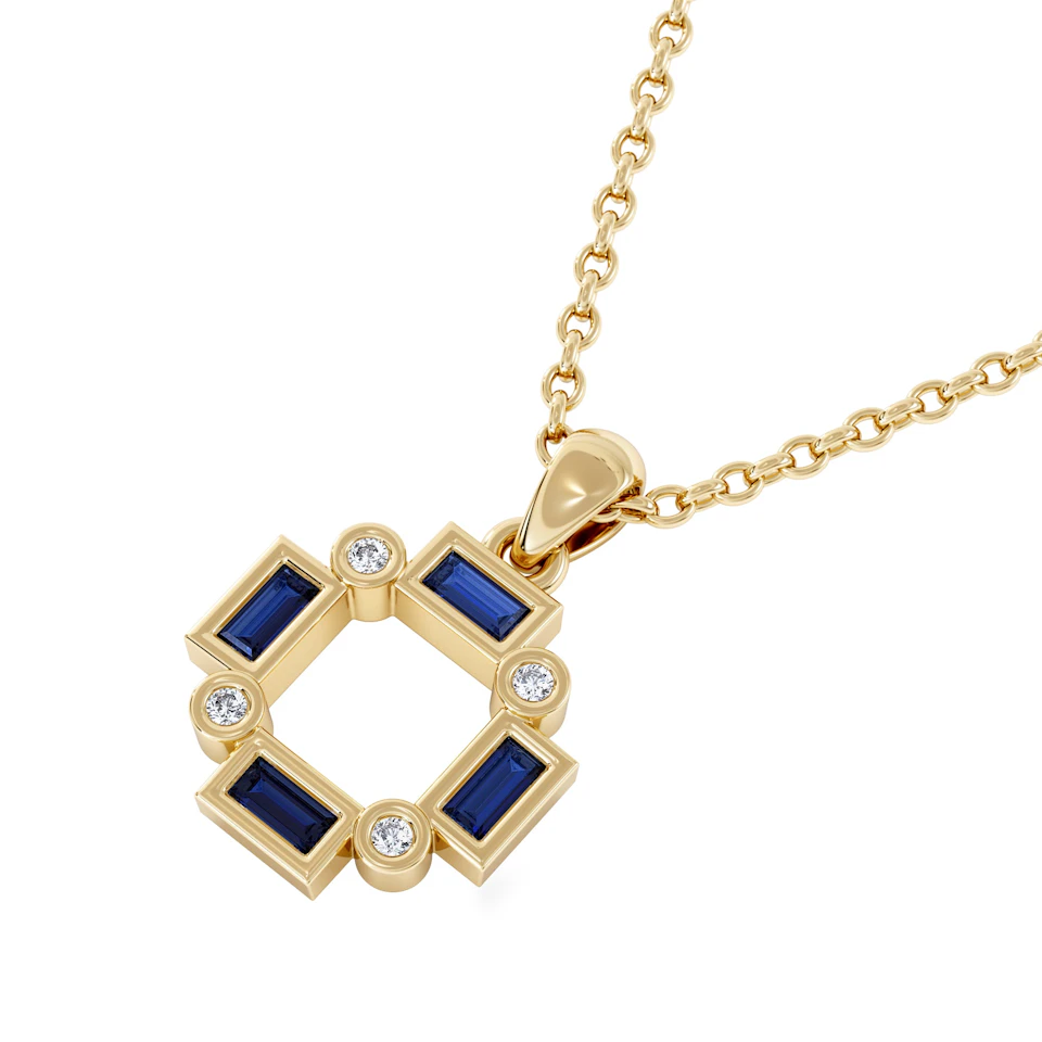 Forme 0.40ct Baguette Cut Lab Sapphire Pendant Necklace in 18K Gold Vermeil