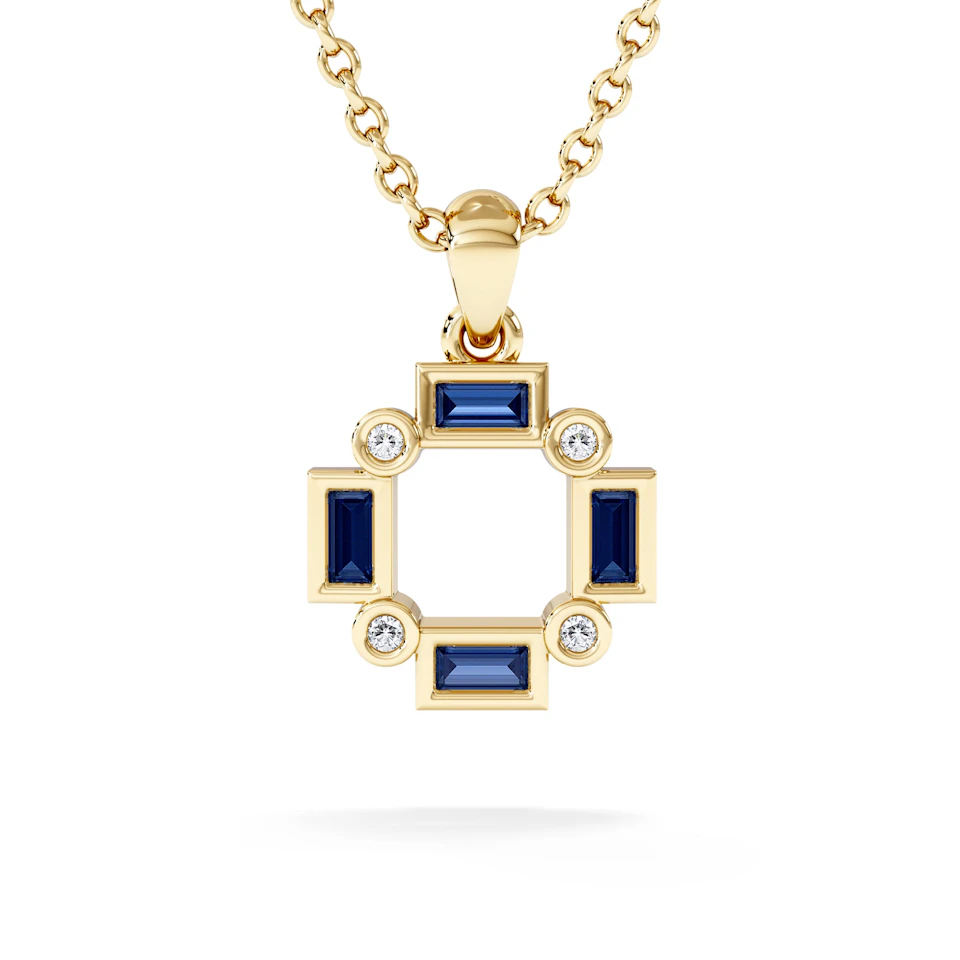 Forme 0.40ct Baguette Cut Lab Sapphire Pendant Necklace in 18K Gold Vermeil