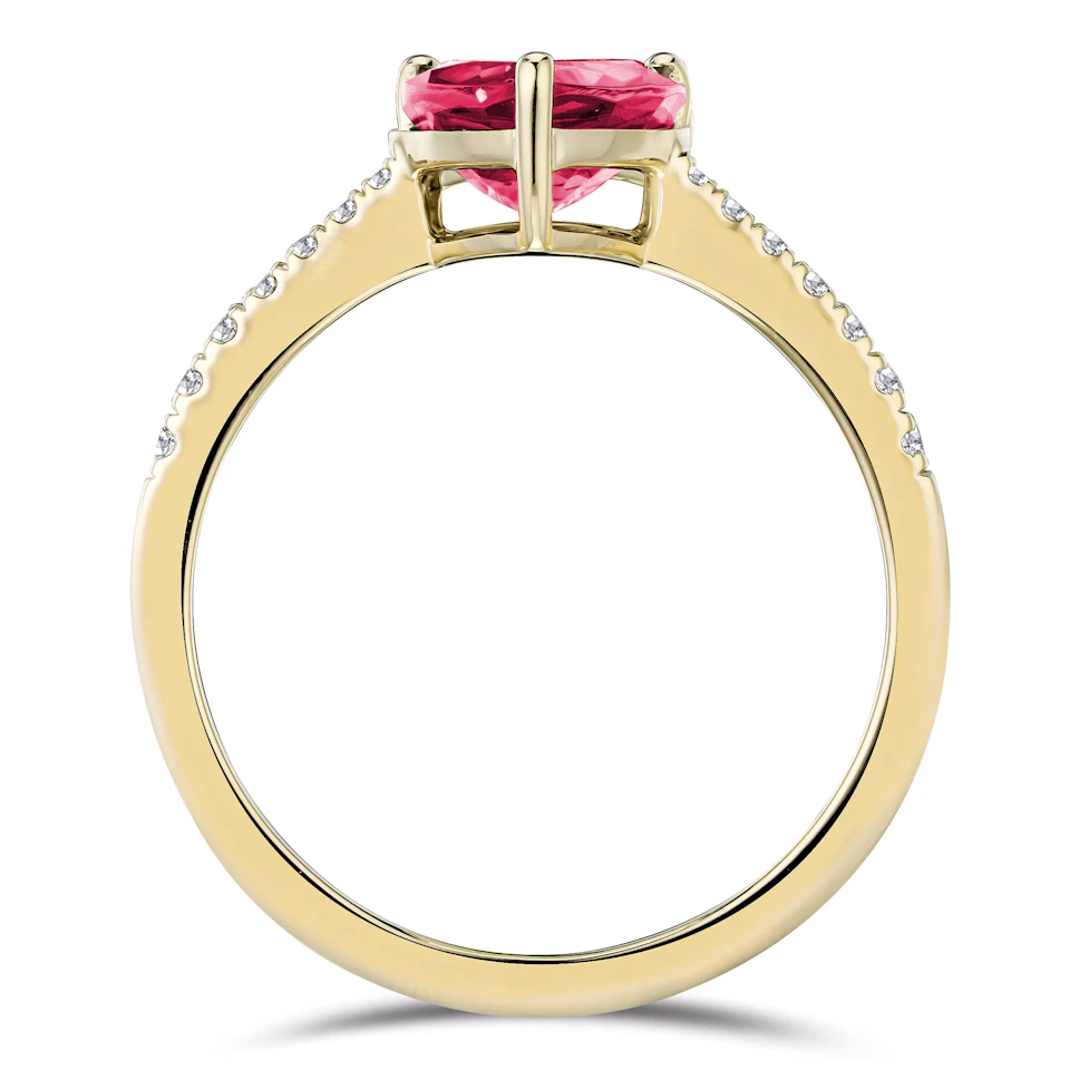 Astra 3.50ct Lab Ruby and Diamond Shoulder Set Pear Cut Ring in 18K Gold Vermeil