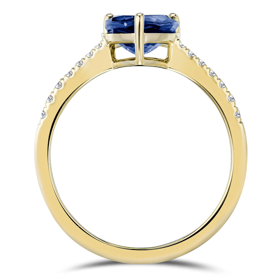 Astra 3.10ct Lab Sapphire and Diamond Shoulder Set Pear Cut Ring in 18K Gold Vermeil