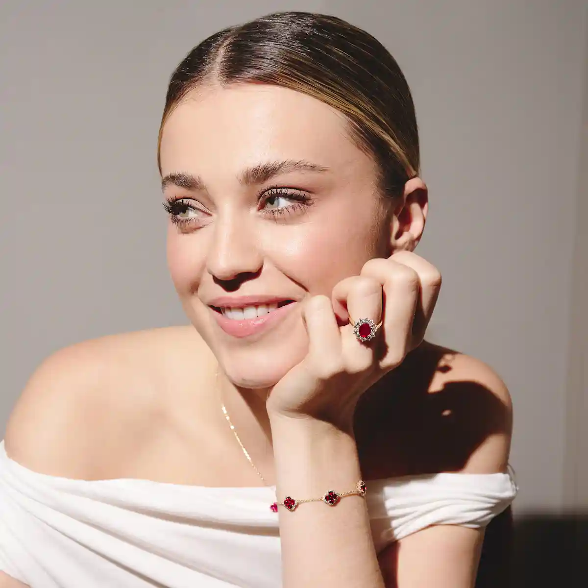 Ruby 2.40ct And Diamond 1.00ct Cluster Ring in 18K White Gold