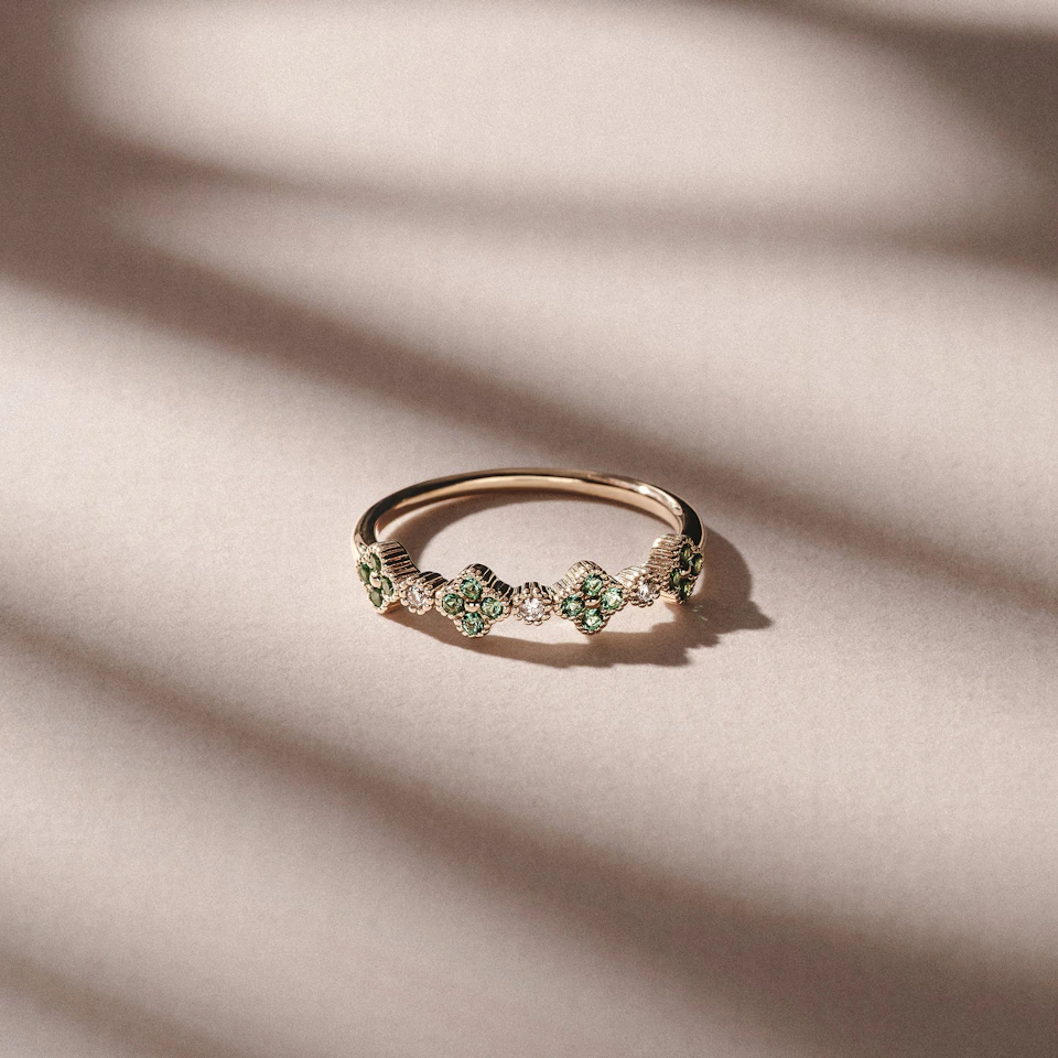 Alegria 4 Clover Lab Emerald Ring 0.18ct in 18k Gold Vermeil