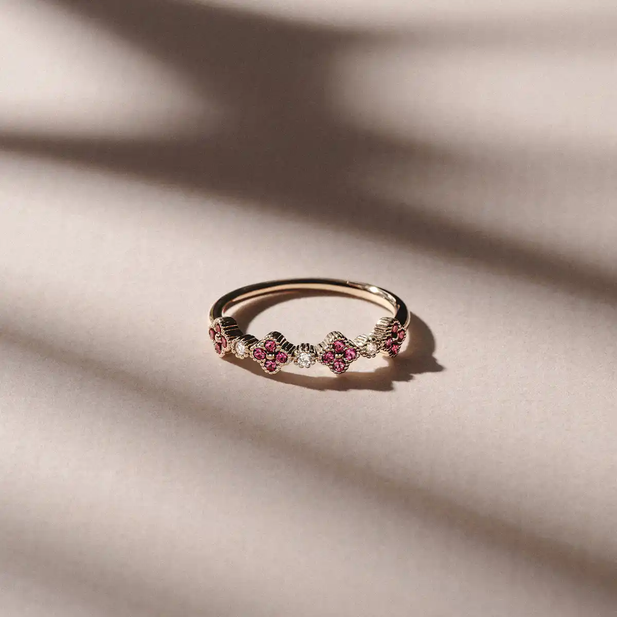 Alegria 4 Clover Lab Ruby Ring 0.18ct in 18k Gold Vermeil