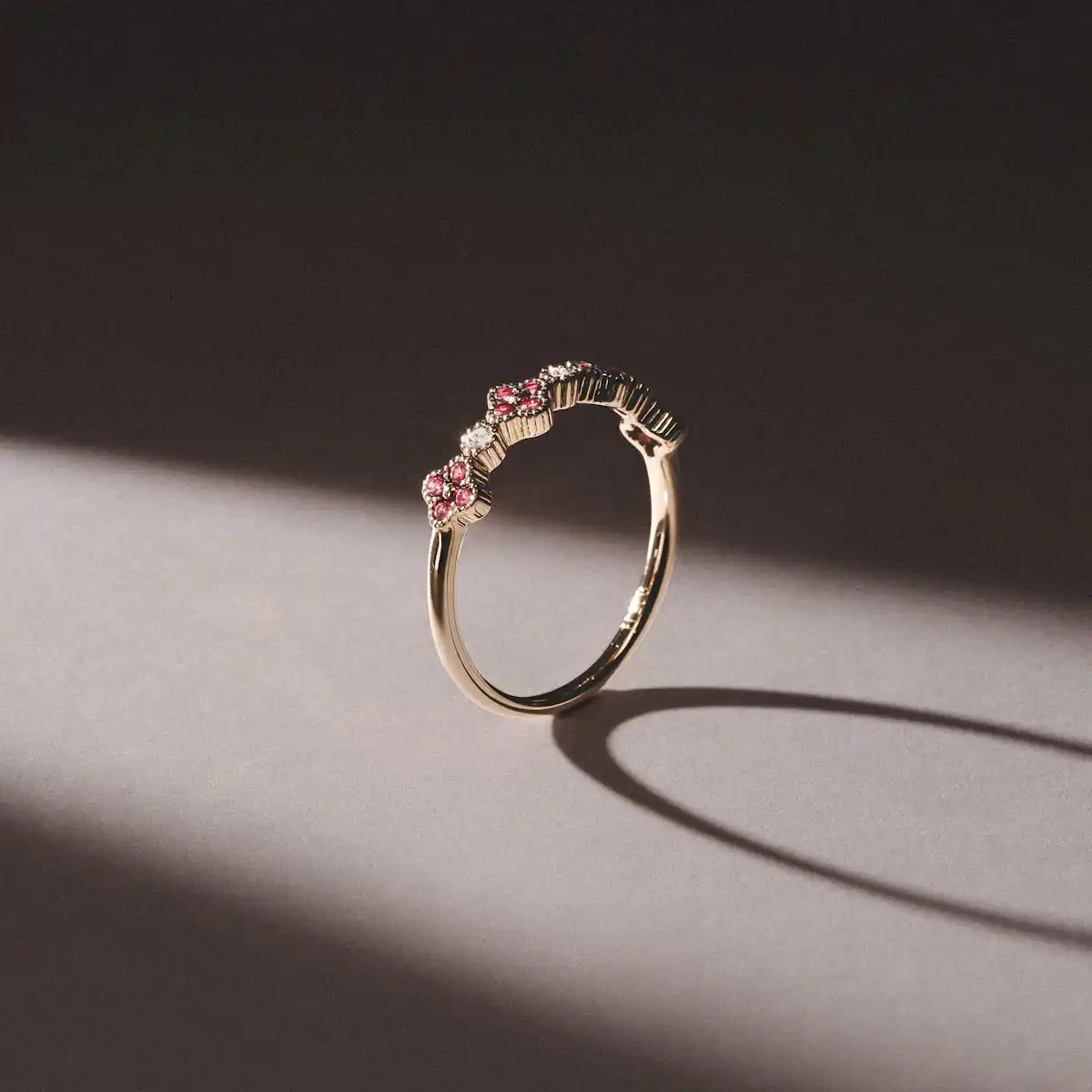 Alegria 4 Clover Lab Ruby Ring 0.18ct in 18k Gold Vermeil