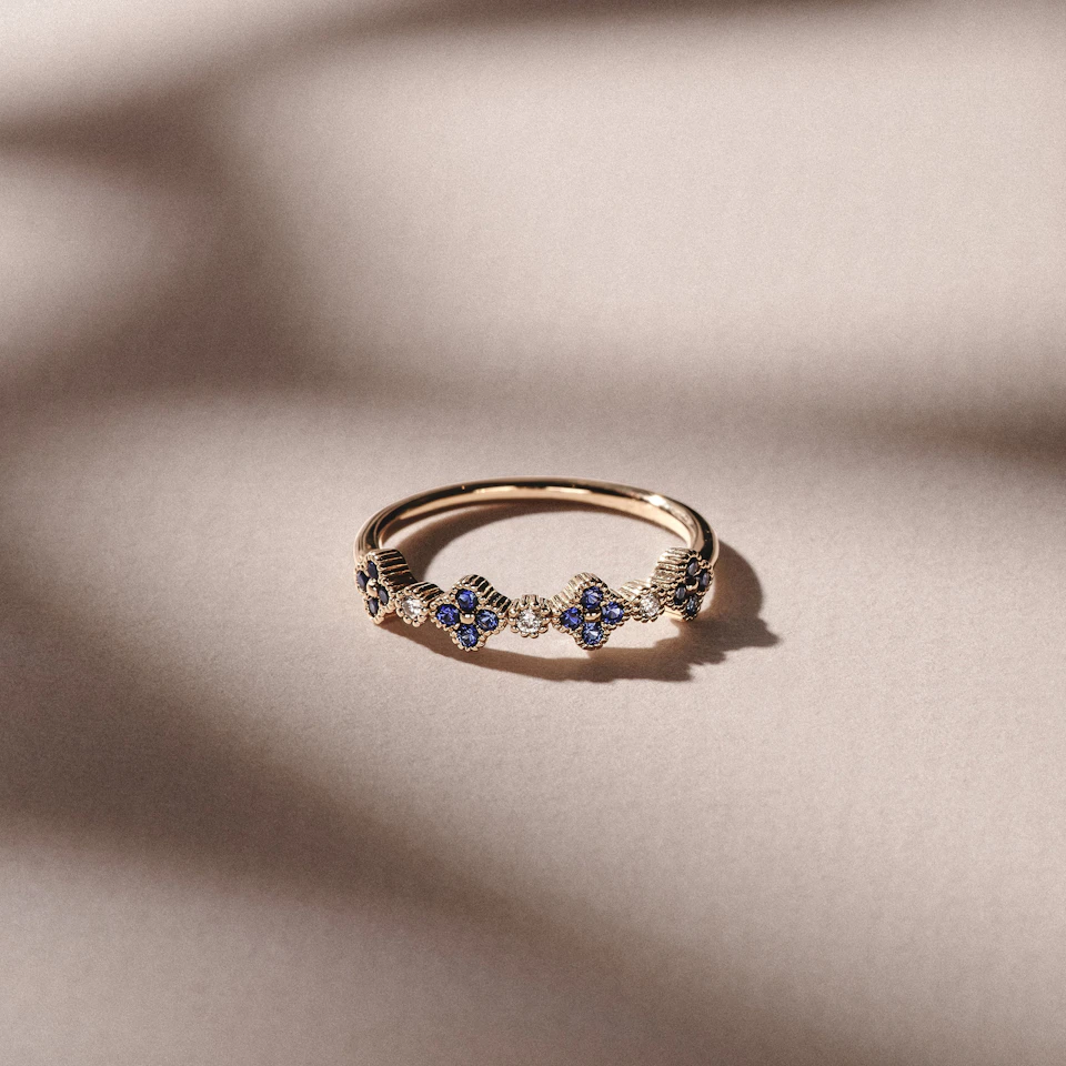 Alegria 4 Clover Lab Sapphire Ring 0.25ct in 18k Gold Vermeil