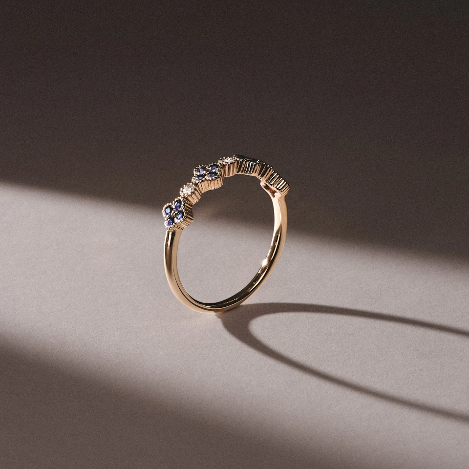 Alegria 4 Clover Lab Sapphire Ring 0.25ct in 18k Gold Vermeil