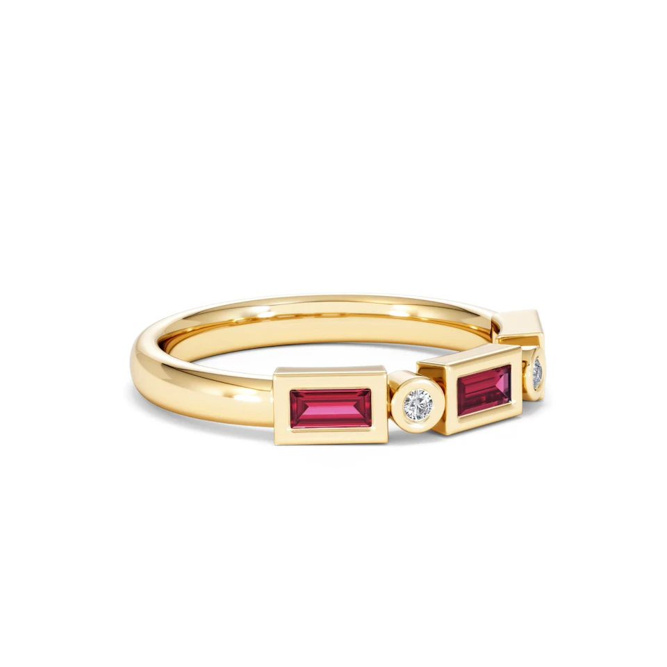 Forme 0.37ct Baguette Cut Lab Ruby 5 Stone Ring in 18K Gold Vermeil