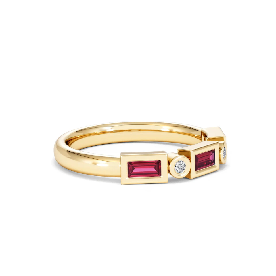 Forme 0.37ct Baguette Cut Lab Ruby 5 Stone Ring in 18K Gold Vermeil