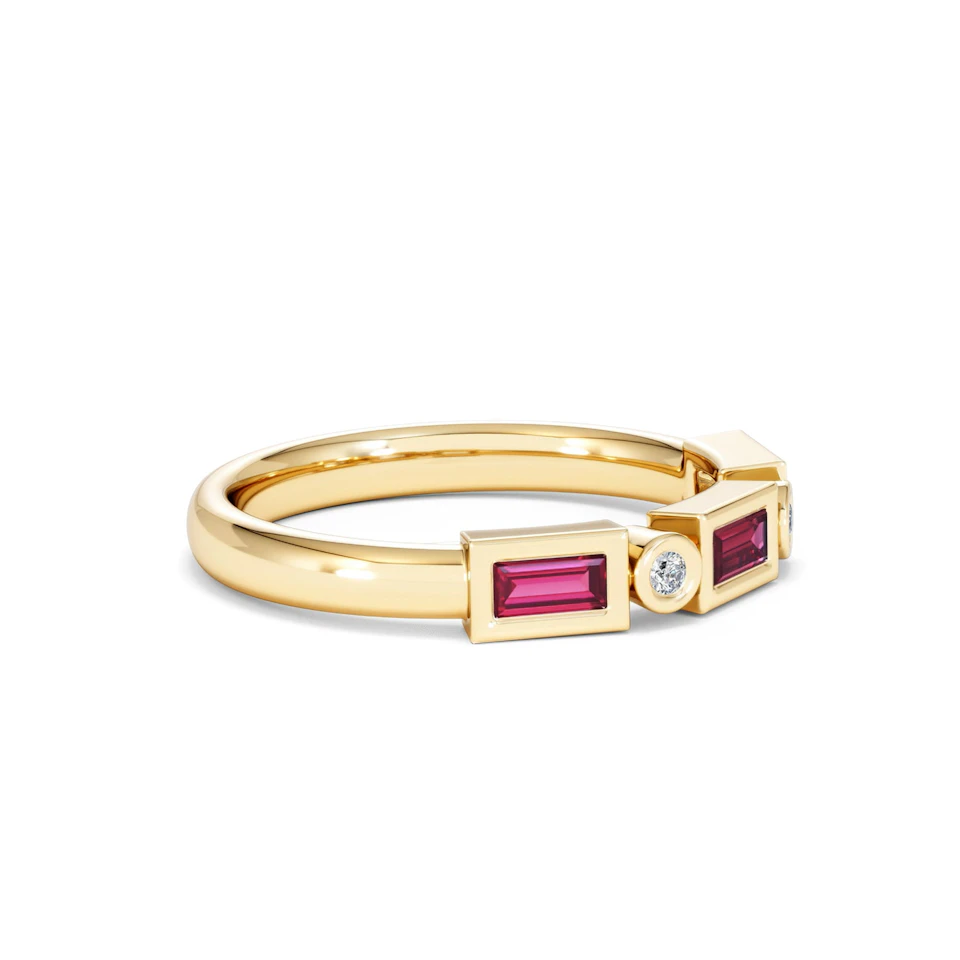 Forme 0.37ct Baguette Cut Lab Ruby 5 Stone Ring in 18K Gold Vermeil