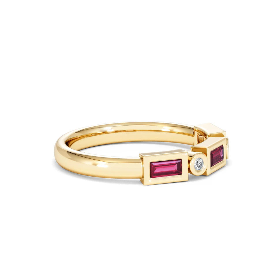 Forme 0.37ct Baguette Cut Lab Ruby 5 Stone Ring in 18K Gold Vermeil