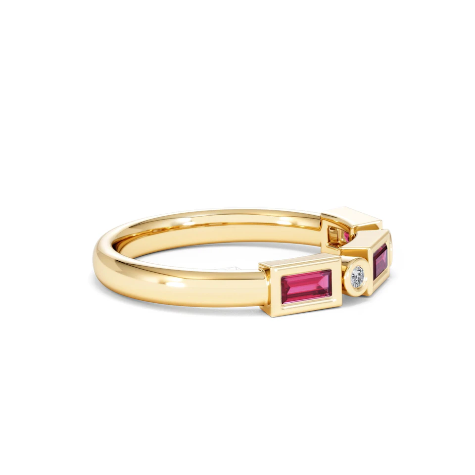 Forme 0.37ct Baguette Cut Lab Ruby 5 Stone Ring in 18K Gold Vermeil