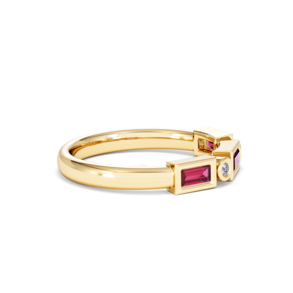 Forme 0.37ct Baguette Cut Lab Ruby 5 Stone Ring in 18K Gold Vermeil