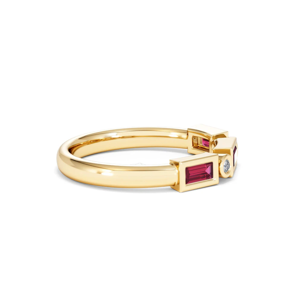 Forme 0.37ct Baguette Cut Lab Ruby 5 Stone Ring in 18K Gold Vermeil