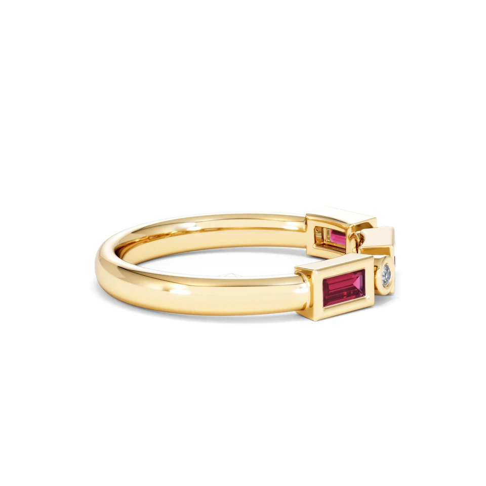 Forme 0.37ct Baguette Cut Lab Ruby 5 Stone Ring in 18K Gold Vermeil