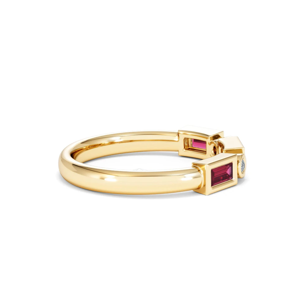 Forme 0.37ct Baguette Cut Lab Ruby 5 Stone Ring in 18K Gold Vermeil