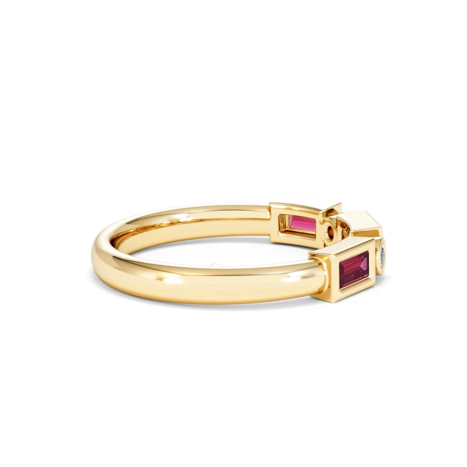 Forme 0.37ct Baguette Cut Lab Ruby 5 Stone Ring in 18K Gold Vermeil