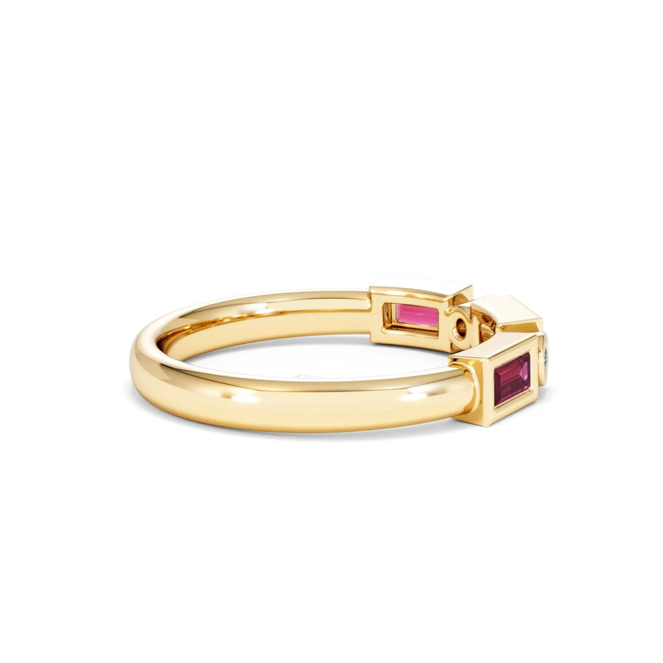 Forme 0.37ct Baguette Cut Lab Ruby 5 Stone Ring in 18K Gold Vermeil