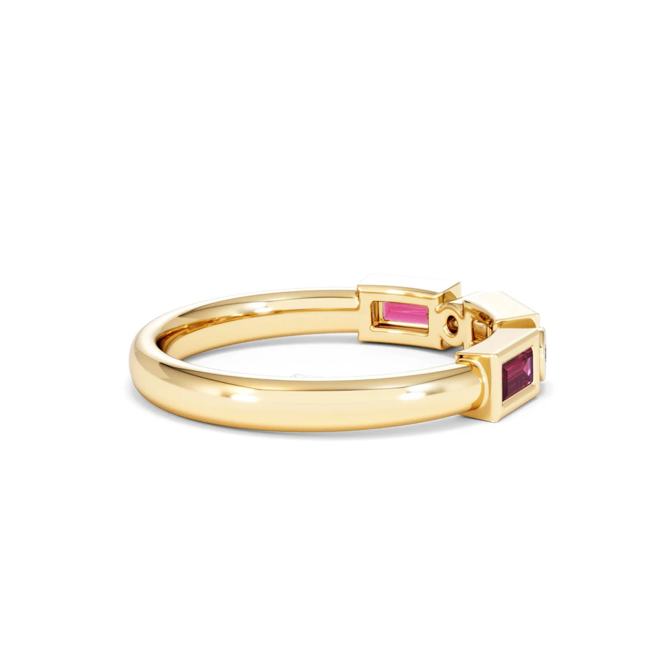 Forme 0.37ct Baguette Cut Lab Ruby 5 Stone Ring in 18K Gold Vermeil