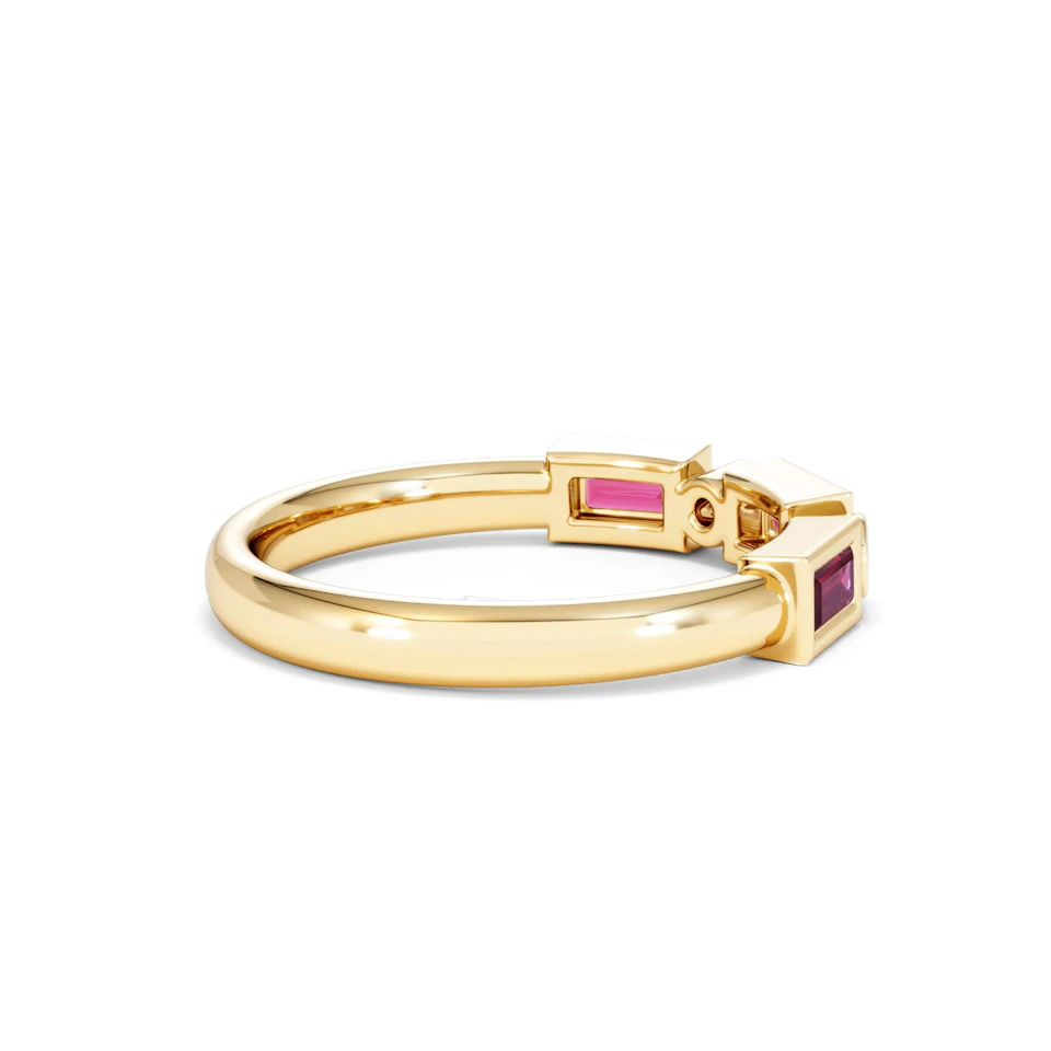 Forme 0.37ct Baguette Cut Lab Ruby 5 Stone Ring in 18K Gold Vermeil