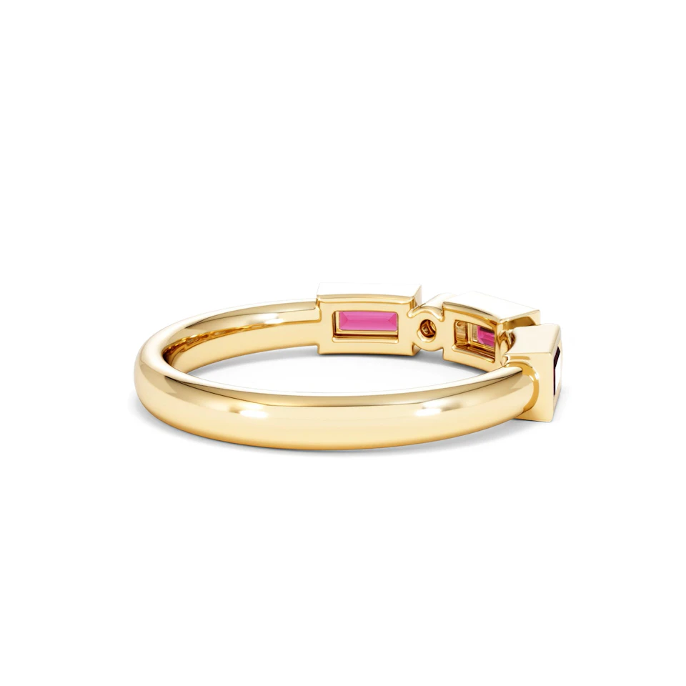 Forme 0.37ct Baguette Cut Lab Ruby 5 Stone Ring in 18K Gold Vermeil