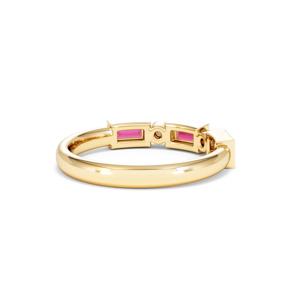 Forme 0.37ct Baguette Cut Lab Ruby 5 Stone Ring in 18K Gold Vermeil