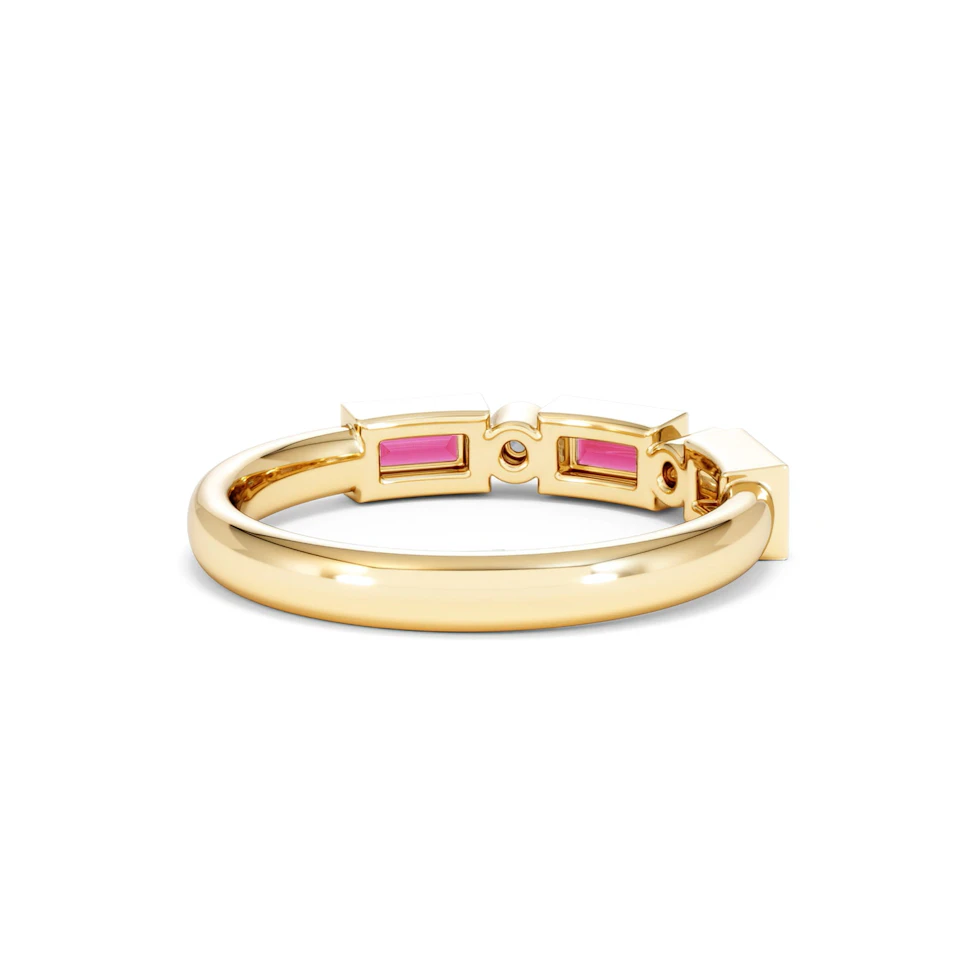 Forme 0.37ct Baguette Cut Lab Ruby 5 Stone Ring in 18K Gold Vermeil