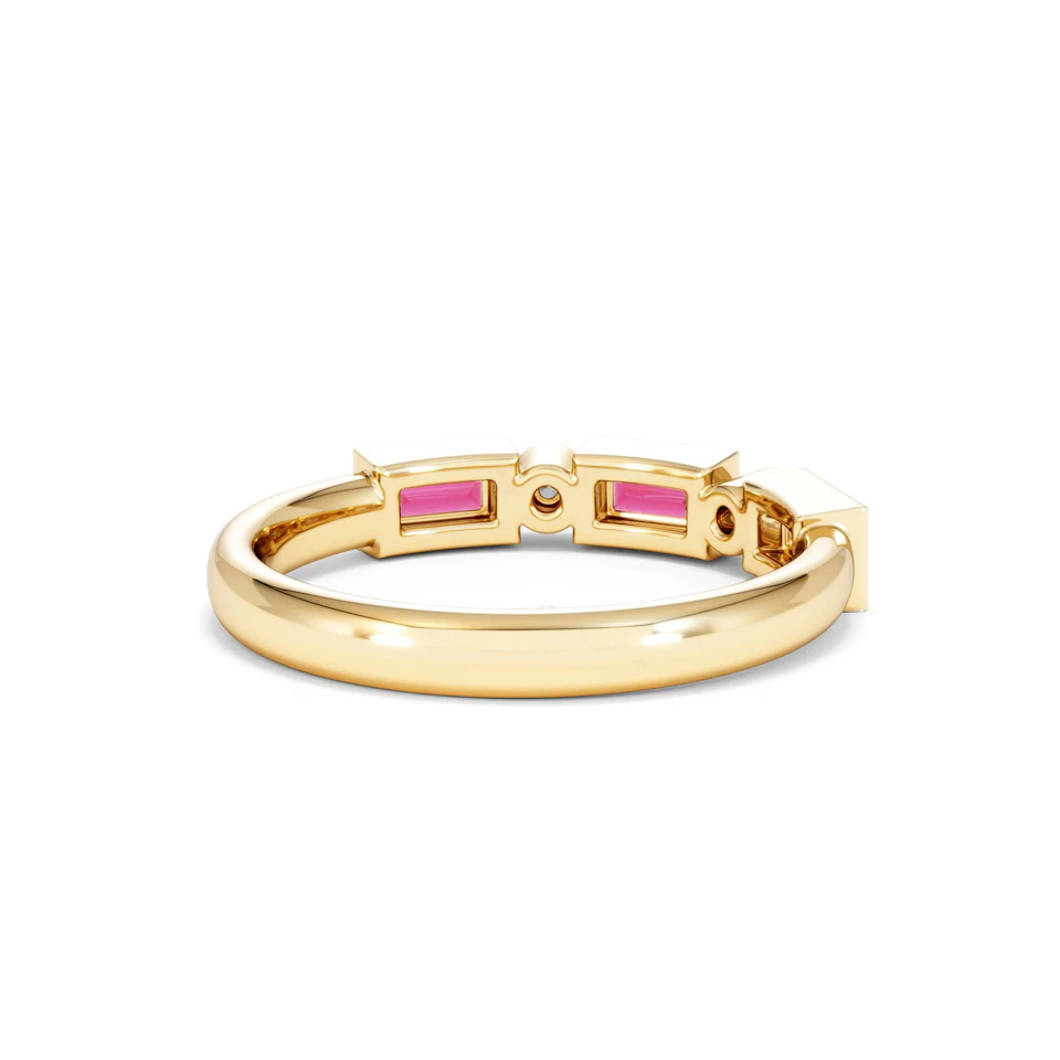 Forme 0.37ct Baguette Cut Lab Ruby 5 Stone Ring in 18K Gold Vermeil