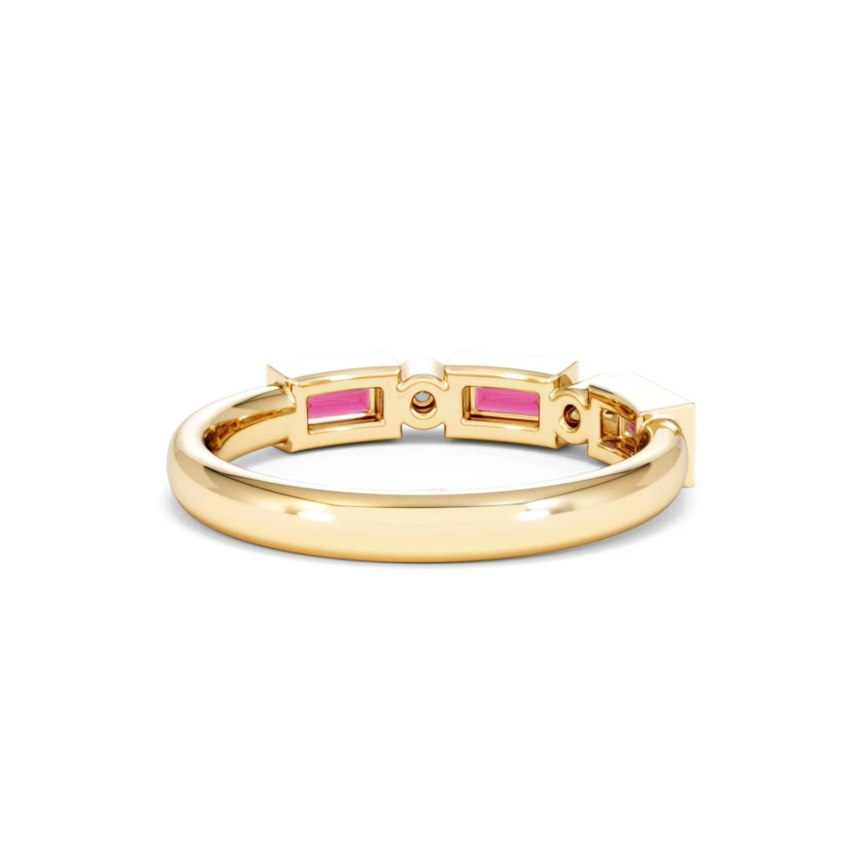 Forme 0.37ct Baguette Cut Lab Ruby 5 Stone Ring in 18K Gold Vermeil