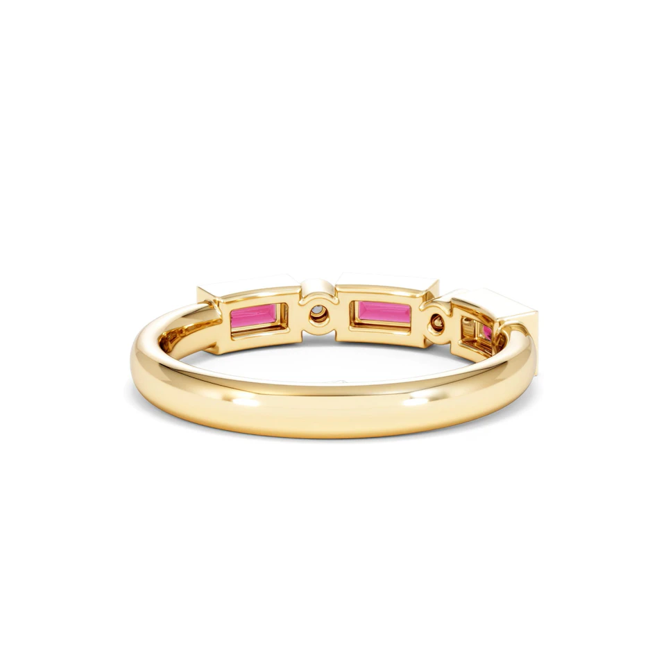 Forme 0.37ct Baguette Cut Lab Ruby 5 Stone Ring in 18K Gold Vermeil