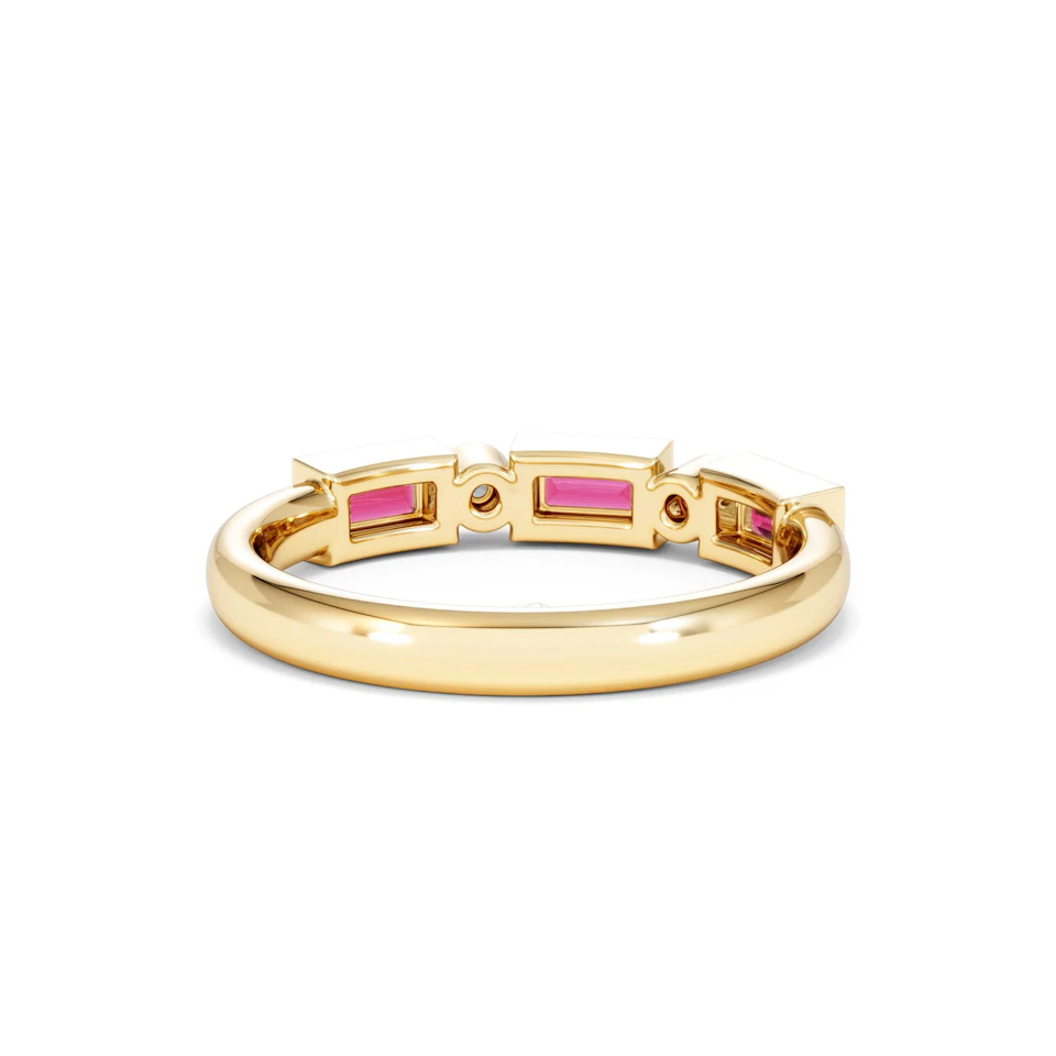 Forme 0.37ct Baguette Cut Lab Ruby 5 Stone Ring in 18K Gold Vermeil