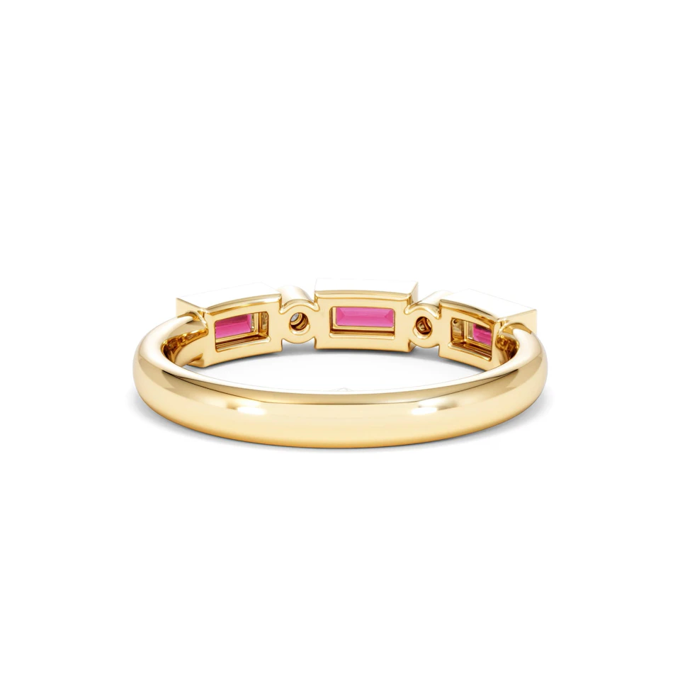 Forme 0.37ct Baguette Cut Lab Ruby 5 Stone Ring in 18K Gold Vermeil