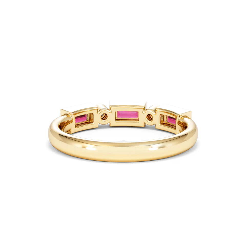 Forme 0.37ct Baguette Cut Lab Ruby 5 Stone Ring in 18K Gold Vermeil