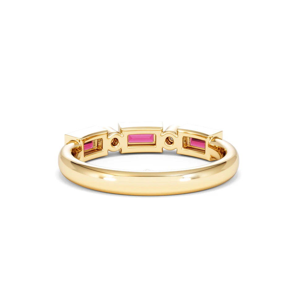 Forme 0.37ct Baguette Cut Lab Ruby 5 Stone Ring in 18K Gold Vermeil