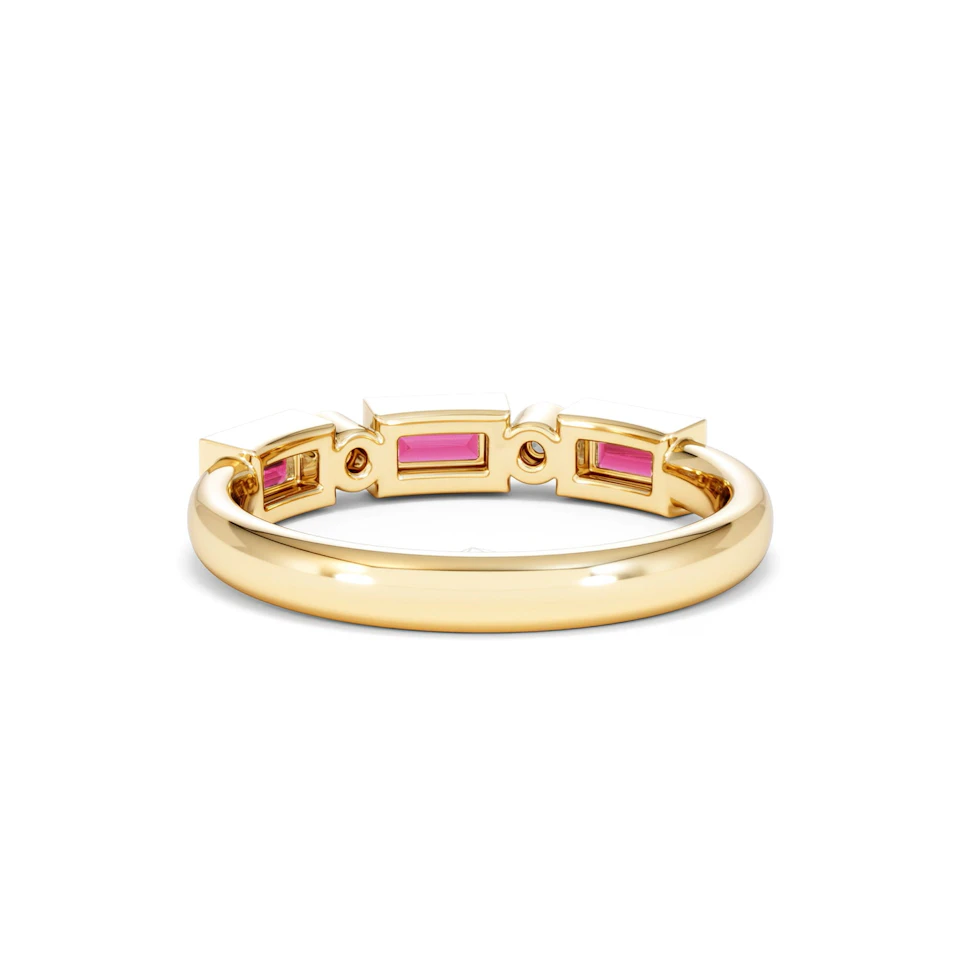 Forme 0.37ct Baguette Cut Lab Ruby 5 Stone Ring in 18K Gold Vermeil