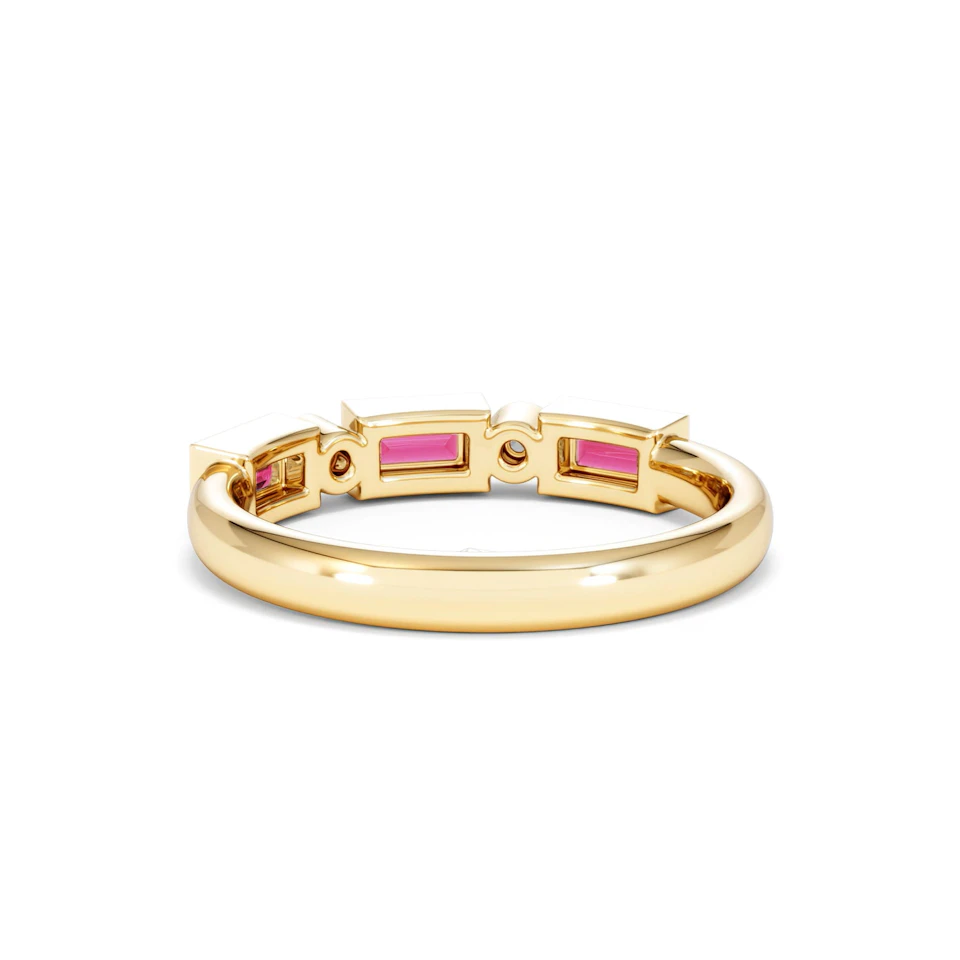 Forme 0.37ct Baguette Cut Lab Ruby 5 Stone Ring in 18K Gold Vermeil