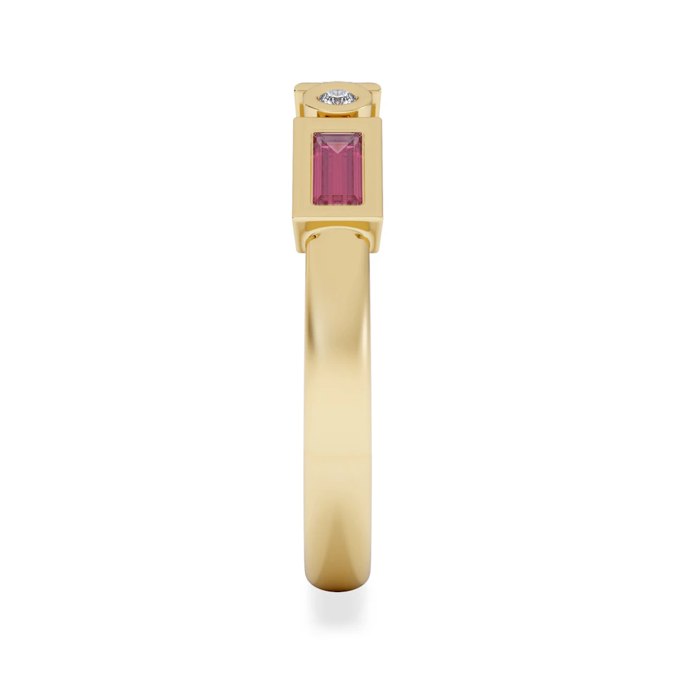 Forme 0.37ct Baguette Cut Lab Ruby 5 Stone Ring in 18K Gold Vermeil