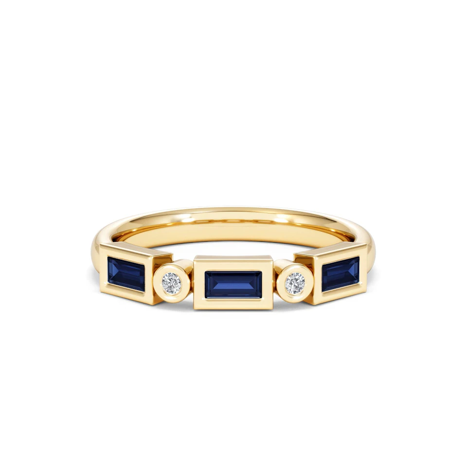 Forme 0.48ct Baguette Cut Lab Sapphire 5 Stones Ring in 18K Gold Vermeil