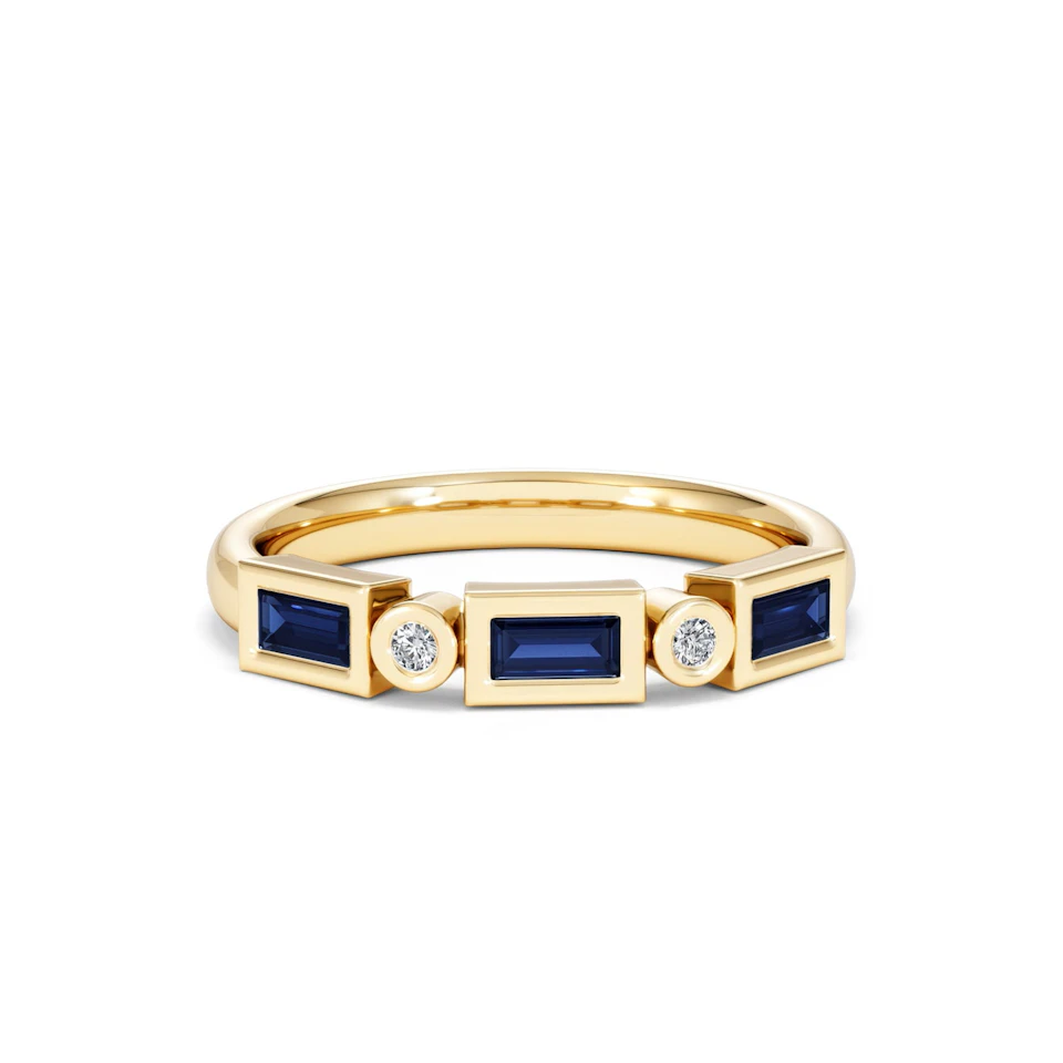 Forme 0.48ct Baguette Cut Lab Sapphire 5 Stones Ring in 18K Gold Vermeil