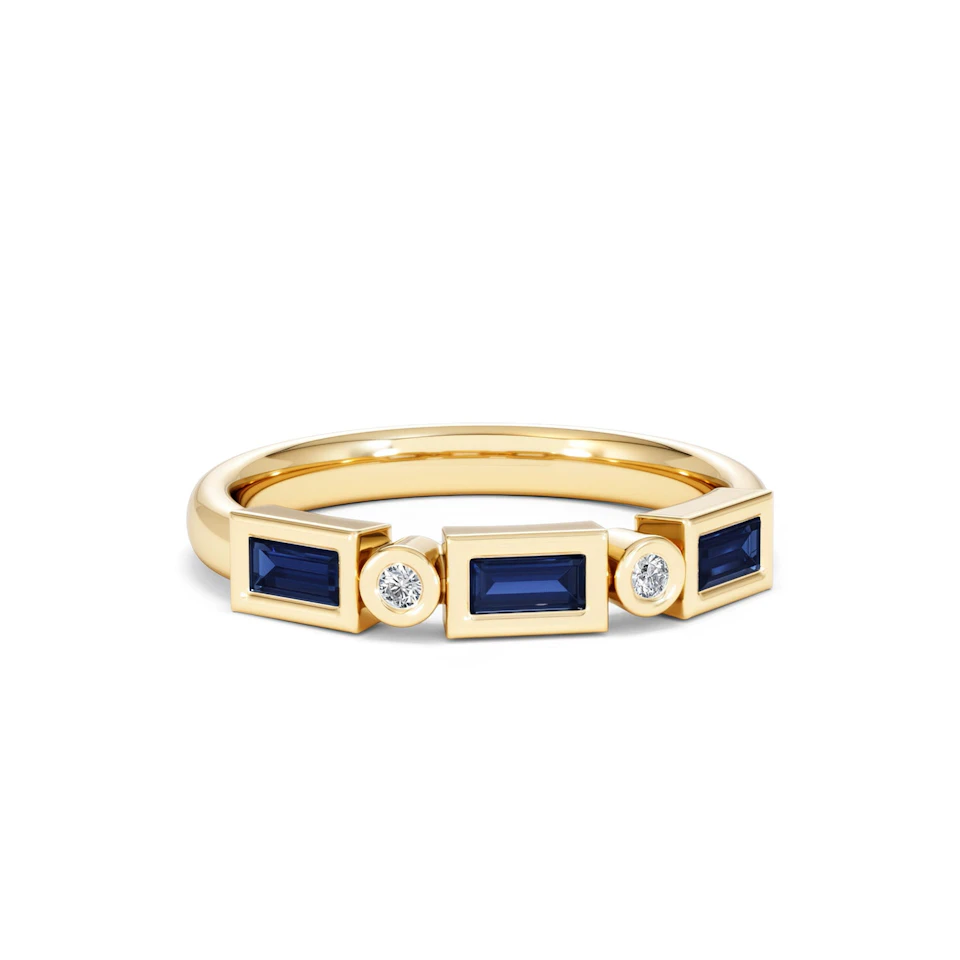 Forme 0.48ct Baguette Cut Lab Sapphire 5 Stones Ring in 18K Gold Vermeil
