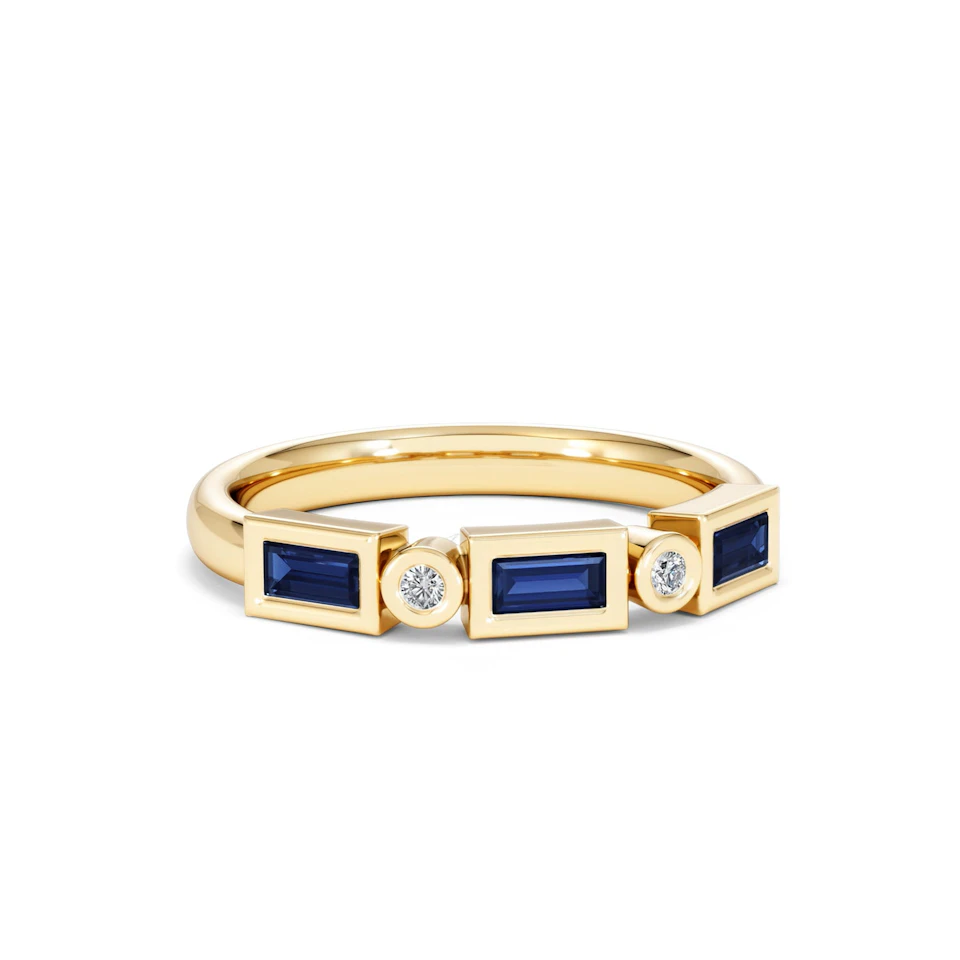 Forme 0.48ct Baguette Cut Lab Sapphire 5 Stones Ring in 18K Gold Vermeil