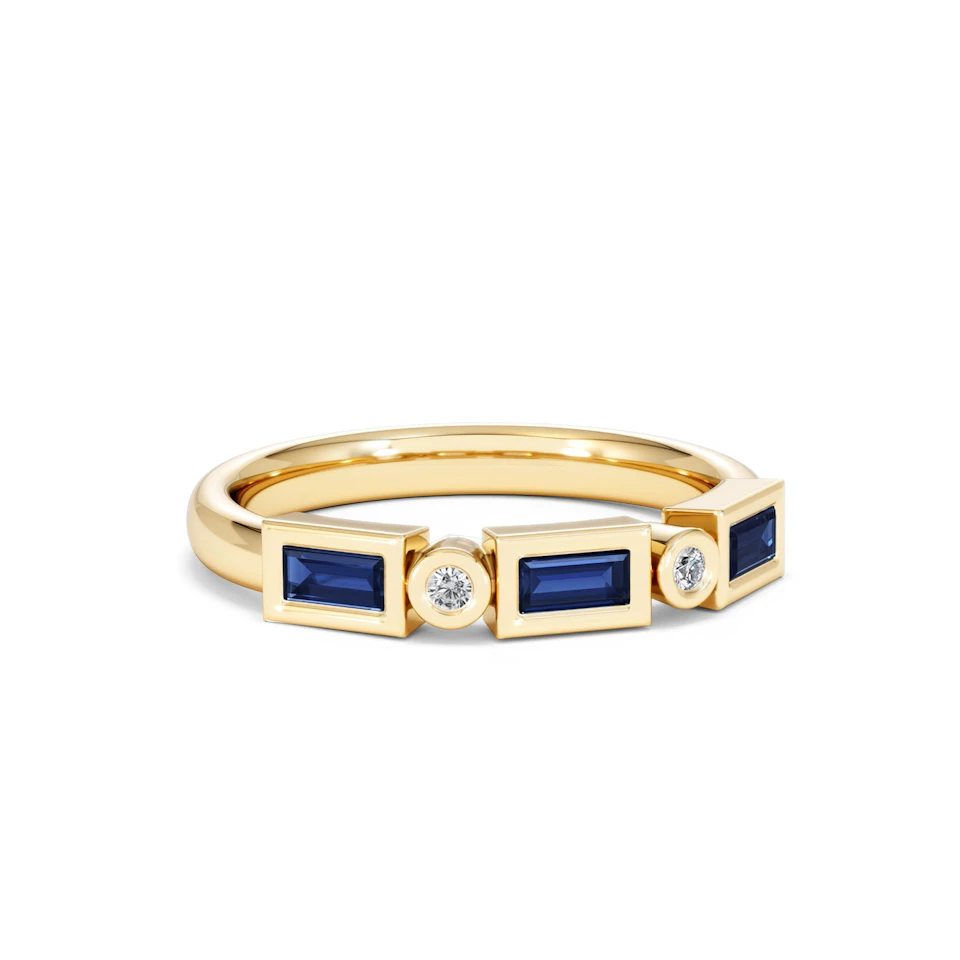 Forme 0.48ct Baguette Cut Lab Sapphire 5 Stones Ring in 18K Gold Vermeil